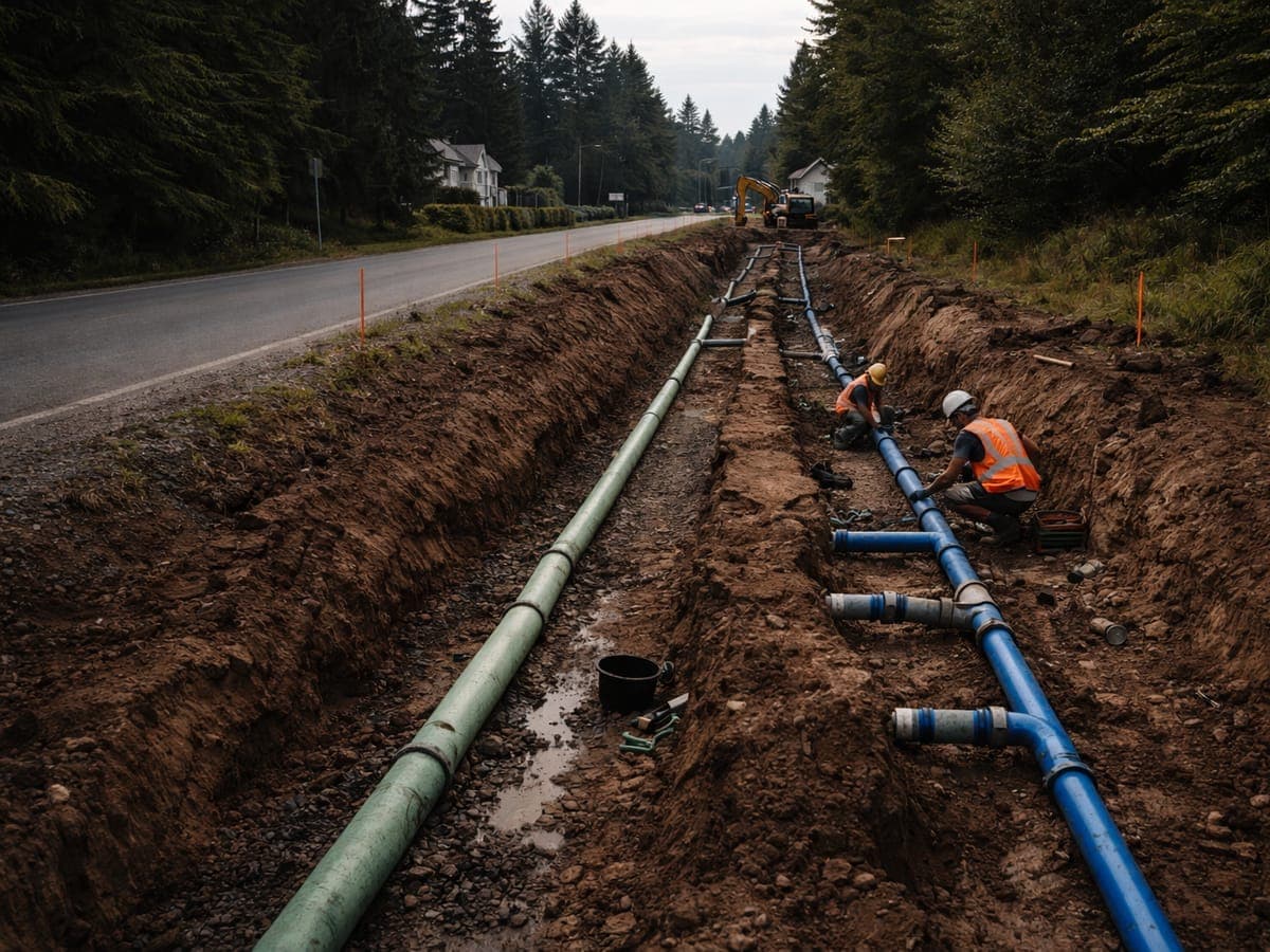 Prípojka kanalizácie a vodovodu — po